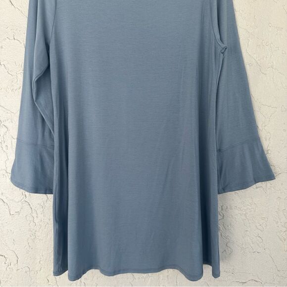 EILEEN FISHER Blouse Top Women Medium Haze Bateau Neck Bell Sleeve - Picture 5 of 10
